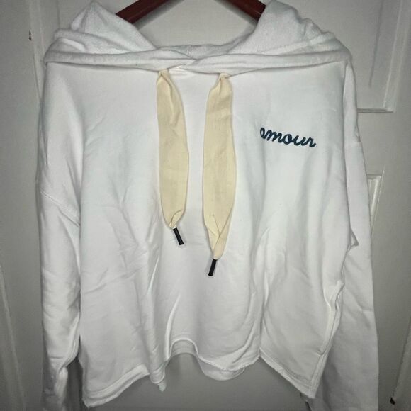 NWTs Sandrine Rose Oversized Raw Edge Hoodie Size Small - Picture 2 of 11